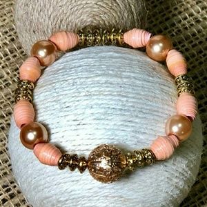 Pink Mixed Media Bracelet
